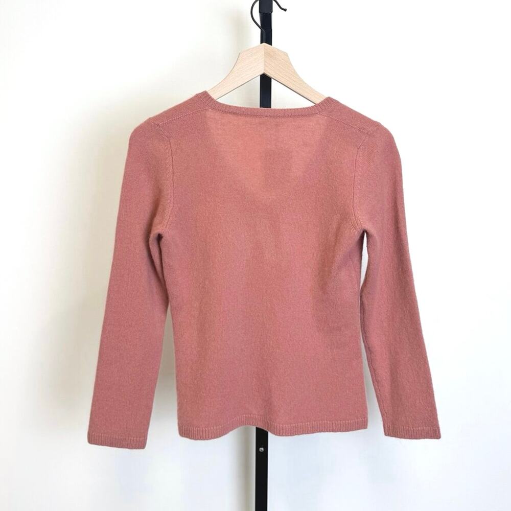 LORO PIANA Pink V-Neck 100% Cashmere Sweater Small Long Sleeve Knit Pullover Top - Picture 3 of 5